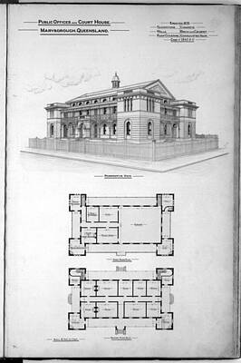 Just Desserts - Architectural plan of the Public Officesl   and Court House  Maryborough by Celestial Images