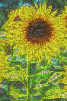 Impressionism Photos - Art Of The Single Sunflower by David Pyatt