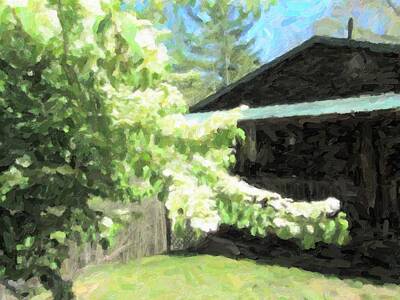 Modern Man Cycle - Artistic Cabin And Viburnum 3 by Cathy Lindsey