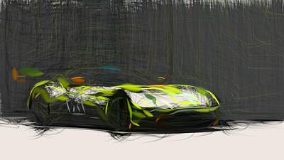Beach Days - Aston Martin Vulcan AMR Pro Drawing by CarsToon Concept