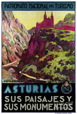 Mother And Child Animals - Asturia Spain Vintage Travel Poster Restored by Vintage Treasure
