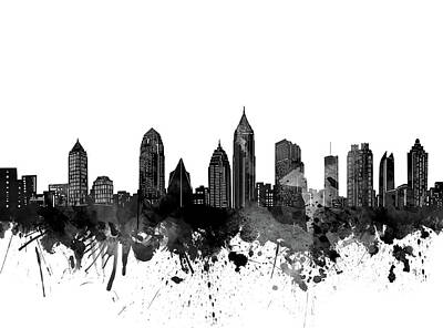 Digital Art - Atlanta Skyline Bw by Bekim M