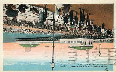 City Scenes Paintings - Atlantic City, New Jersey 1929, Heinz Ocean Pier and Broadwalk by Celestial Images