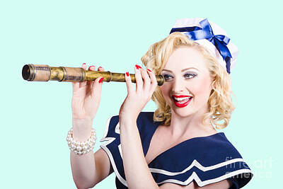 When Life Gives You Lemons - Attractive pinup sailor girl with a monocular by Jorgo Photography