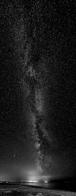 Transportation Rights Managed Images - Autumn Night - Sauble Beach - Vertical Panorama bw Royalty-Free Image by Steve Harrington