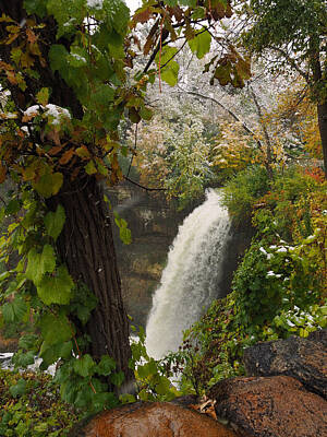 Ingredients Rights Managed Images - Autumn Snow Minnehaha Falls Royalty-Free Image by Melissa Peterson