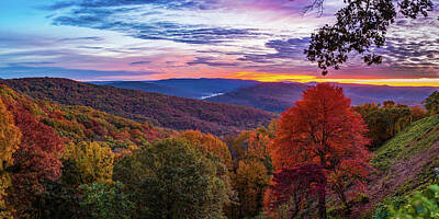 Coffee - Autumn Sunrise at Artist Point Panorama - Mountainburg Arkansas by Gregory Ballos