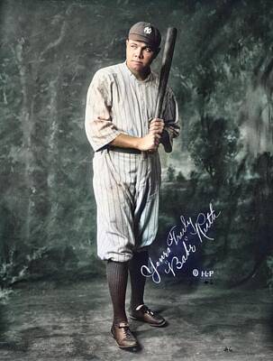 Athletes Royalty-Free and Rights-Managed Images - Babe Ruth was ineligible for the award in his famous 1927 season by the rules of the American League by Celestial Images
