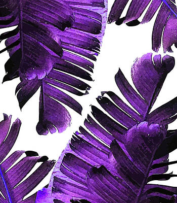 Food And Beverage Royalty-Free and Rights-Managed Images - Banana Leaf - Tropical Leaf Print - Botanical Art - Modern Abstract - Violet, Lavender by Studio Grafiikka
