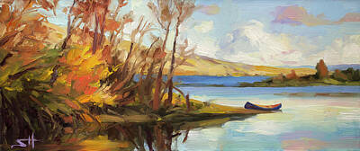 Abstract Paintings - Banking on the Columbia by Steve Henderson
