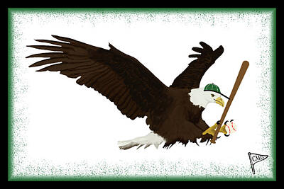 Baseball Royalty Free Images - Baseball Eagle Green Royalty-Free Image by College Mascot Designs