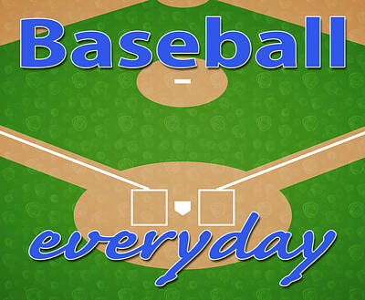 Baseball Digital Art - Baseball Everyday  by Angie Tirado