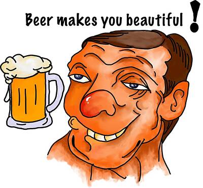 Beer Drawings Royalty Free Images - Beer makes you beautiful Royalty-Free Image by Patricia Piotrak