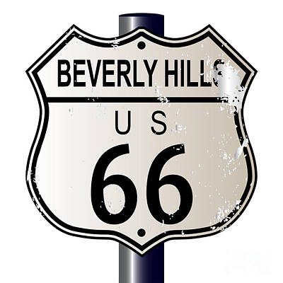 Animal Paintings David Stribbling - Beverly Hills Route 66 Sign by Bigalbaloo Stock