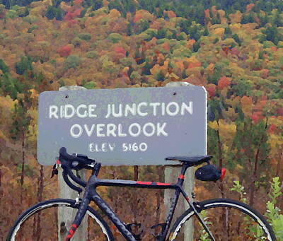 Mountain Rights Managed Images - Bike At River Junction Royalty-Free Image by Cathy Lindsey