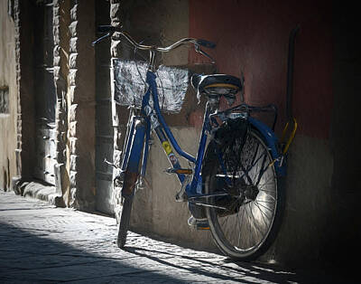 Frank Sinatra - Bike in Lucca Italy Painterly by Joan Carroll