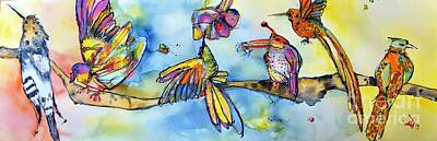 Animals Paintings - Bird Branch by Glen Garnett