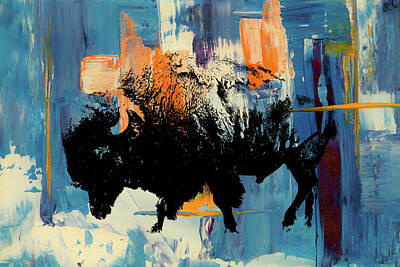 City Scenes Digital Art - American Bison Painting Colorado  by Queen City Craftworks