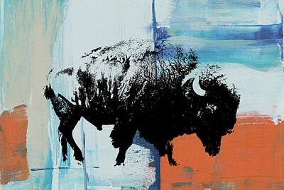 City Scenes Digital Art - American Bison Painting Desert  by Queen City Craftworks