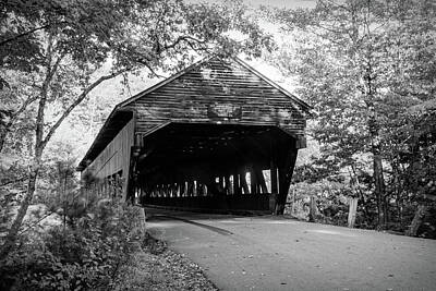 Elena Elisseeva Winter Trees Rights Managed Images - Black and White Albany Covered Bridge Royalty-Free Image by Jeff Folger
