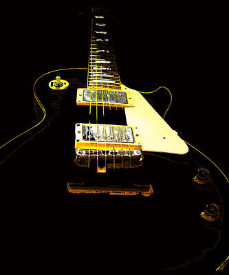 Little Mosters Rights Managed Images - Black Guitar with Gold Accents Royalty-Free Image by Guitarwacky Fine Art