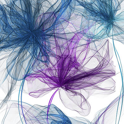 Abstract Flowers Royalty-Free and Rights-Managed Images - Blue And Purple Artwork  by Lourry Legarde