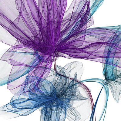 Abstract Flowers Paintings - Blue And Purple Abstract Art by Lourry Legarde