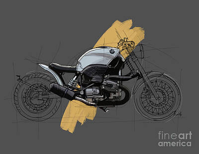 Portraits Drawings - BMW R1200C by Roa Motorcycles Original Artwork Gift for Bikers by Drawspots Illustrations