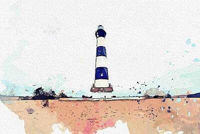 Parisian Bistro - BODIE ISLAND LIGHTHOUSE watercolor by Ahmet Asar by Celestial Images