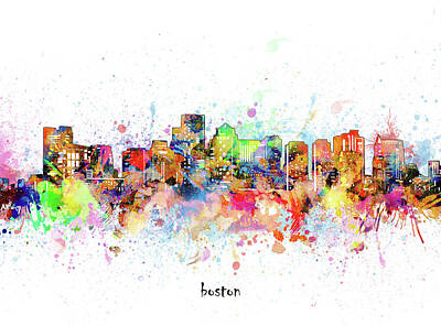 Abstract Skyline Digital Art - Boston Skyline Artistic by Bekim M