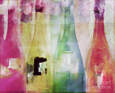 Wine Paintings - Bouteilles II by Mindy Sommers