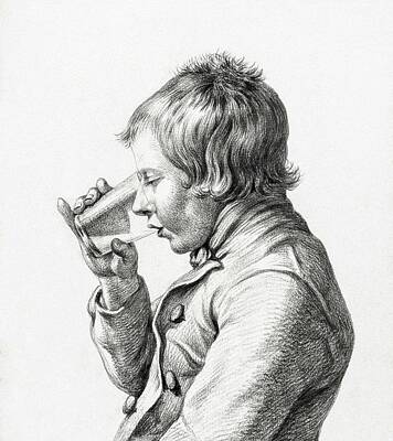 Childrens Room Animal Art - Boy, drinking from a glass  1810  by Jean Bernard  1775 1883  by Celestial Images