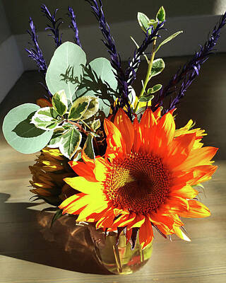 Sunflowers Royalty-Free and Rights-Managed Images - Bright Sunflower Autumn Gift by Irina Sztukowski