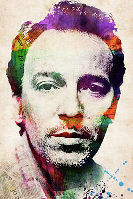 Portraits Digital Art - Bruce Springsteen watercolor portrait by Mihaela Pater