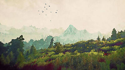 Mountain Paintings - Bucolic Paradise - 46 by AM FineArtPrints