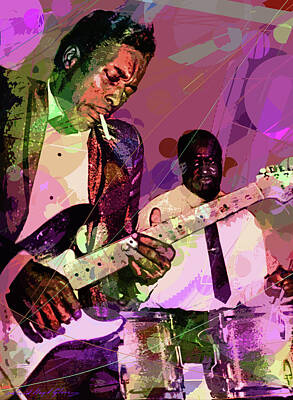 Landmarks Painting Royalty Free Images - Buddy Guy 1965 Royalty-Free Image by David Lloyd Glover