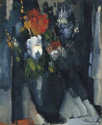 Recently Sold - Roses Paintings - Bunch of Flowers Maurice De Vlaminck by Celestial Images