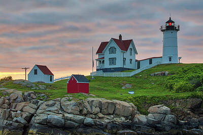 Priska Wettstein Pink Hues Royalty Free Images - Cape Neddick Light Station Royalty-Free Image by Juergen Roth