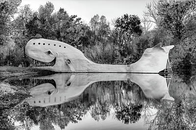 Royalty-Free and Rights-Managed Images - Catoosa Oklahoma Route 66 Blue Whale in Infrared Monochrome by Gregory Ballos