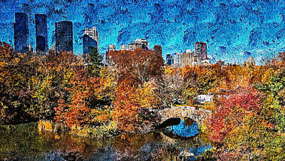 City Scenes Paintings - Central Park, New York - 08 by AM FineArtPrints