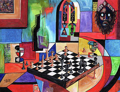 Best Sellers - Wine Mixed Media - Checkmate by Everett Spruill