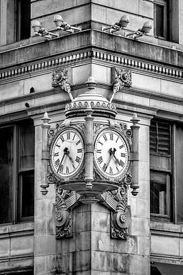 City Scenes Royalty-Free and Rights-Managed Images - Chicago Marshall Fields Clock by Chicago In Photographs