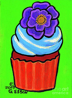 Royalty-Free and Rights-Managed Images - Chocolate Cupcake With Purple Flower by Genevieve Esson
