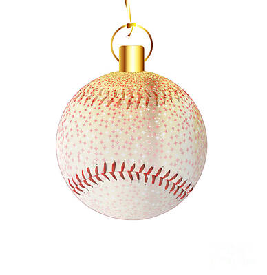 Baseball Digital Art - Christmas Decoration Baseball by Bigalbaloo Stock