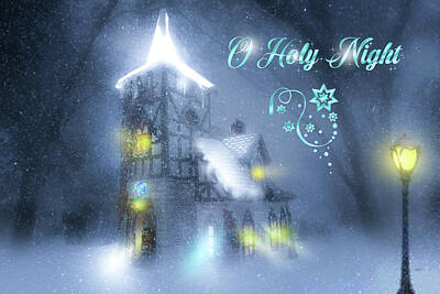 Mark Andrew Thomas Digital Art Rights Managed Images - Christmas Eve at Old Michael Church - Greeting  Royalty-Free Image by Mark Andrew Thomas