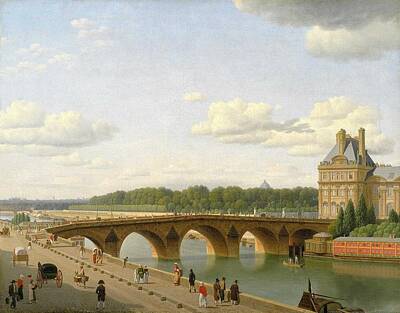 Paris Skyline Paintings - Christoffer Wilhelm Eckersberg -  View of Pont Royal by Celestial Images