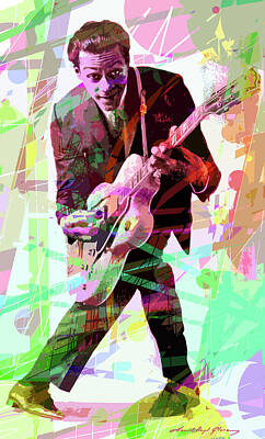 Musicians Painting Royalty Free Images - Chuck Berry Royalty-Free Image by David Lloyd Glover