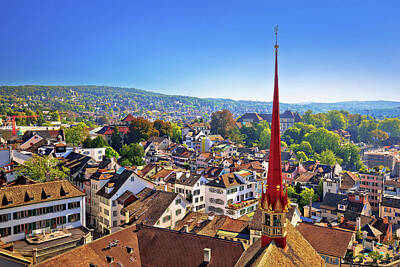 Pool Hall - City of Zurich rooftops and cityscape aerial view by Brch Photography