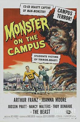 Womens Graphic Tees - Classic Movie Poster - Monster on the Campus by Esoterica Art Agency