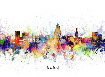 Abstract Skyline Digital Art - Cleveland Skyline Artistic by Bekim M